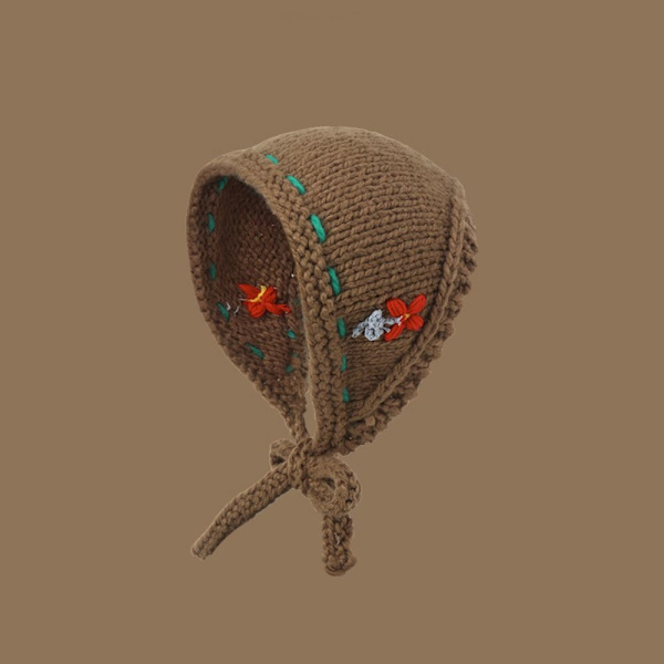 Virkad huvudduk Triangelscarf KAFFE coffee