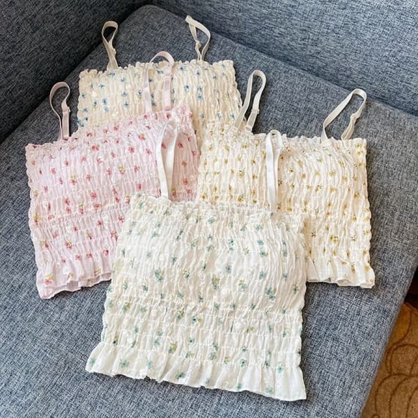 Blommigt tryckt linne ROSA Pink