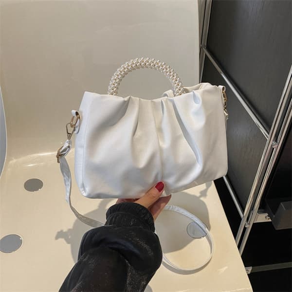Perlehåndtaske Skuldertaske HVID White