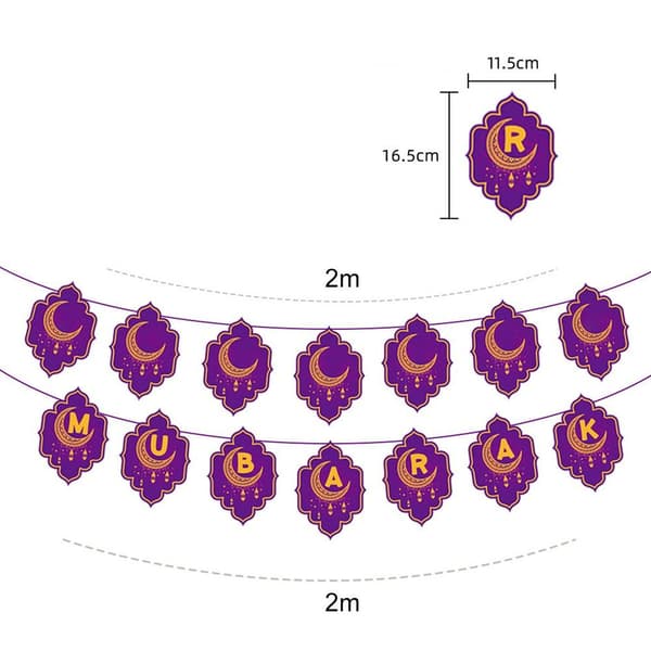 1 sæt Eid Mubarak Banner Bunting Latex Ballon A A