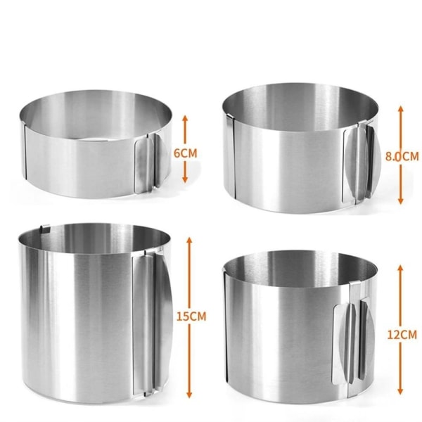 Teleskooppinen mousserengas, korotetut kakkurenkaat 15cm 15cm 15cm