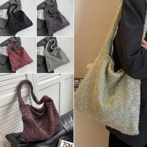 Hæklet mulepose skuldertaske SORT Black