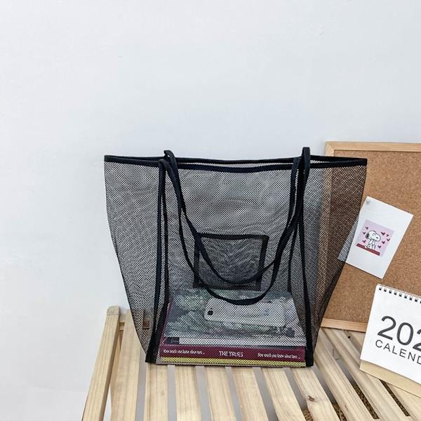 Gennemsigtig Mesh Taske Strandtaske SORT STYLE2 STYLE2 black style2-style2