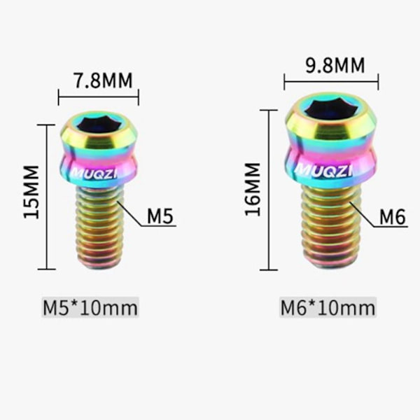 MTB V jarrusatulan ruuvit RAINBOW M6X10MM Rainbow M6X10MM