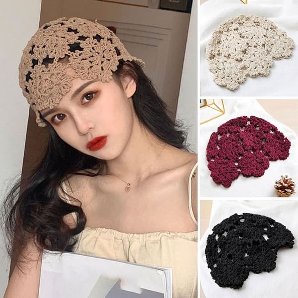 Strikket hatt Beret Lue BEIGE Beige