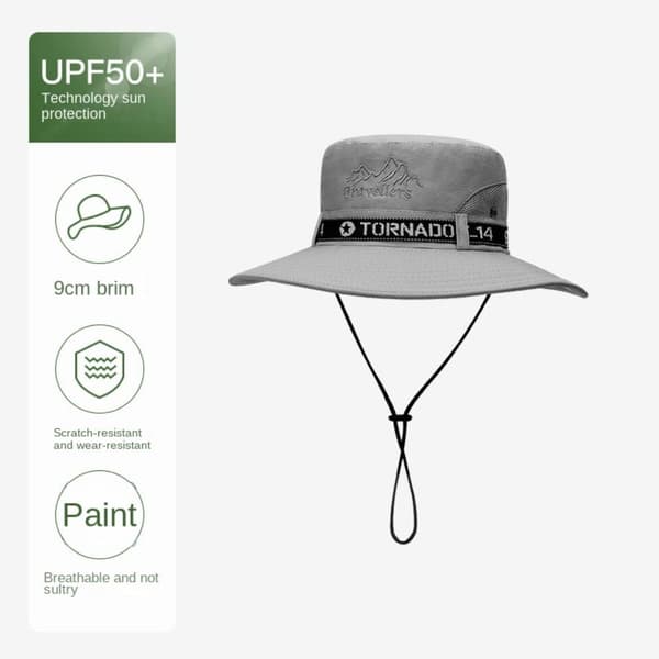 Bøttehatt for menn med bred brem, LYSEGRÅ light grey