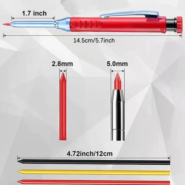 Mekanisk blyant Solid tømrerblyant RØD BLYANT Red Pencil-Pencil