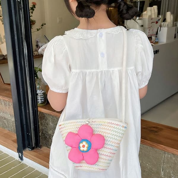 Barn Crossbody Väska Bomullsvävd Väska VIT white