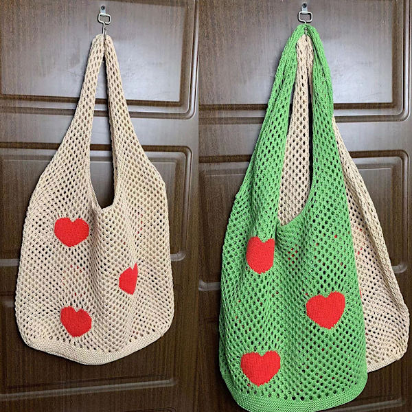 Strikkede håndvesker Heklet Tote Bag APRIKOS Apricot