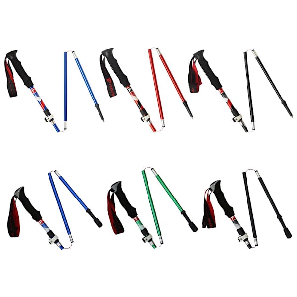 Foldbare vandrestave, foldbare trekkingstave, SORT, LANG, LANG Black Long-Long