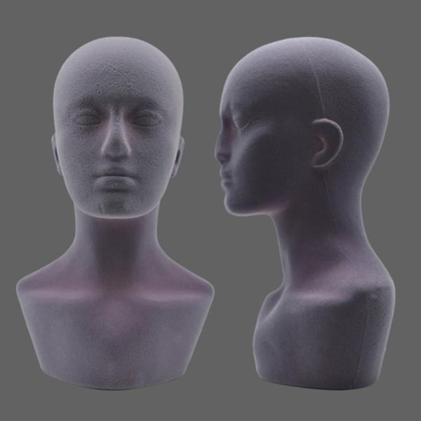 Mannlig hodemodell Mannequin Head GRÅ Grey