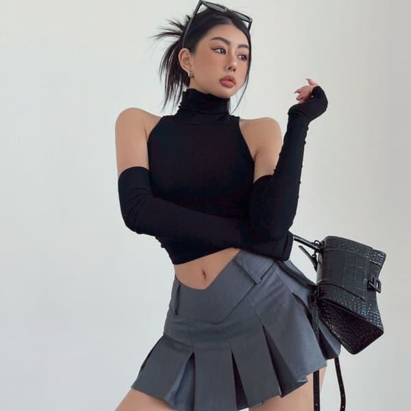 Rullekrave Sele Crop Top SORT M black M