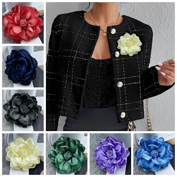 Stor blombrosch Corsage SVART Black