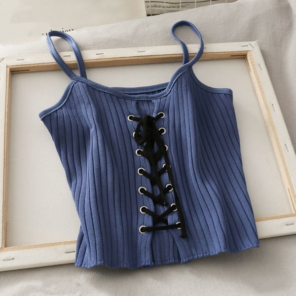 Crop Top Stickad Camis BLÅ blue