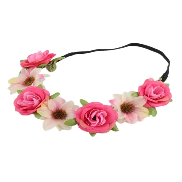 Blommigt pannband Princess Wreath ROSA Pink