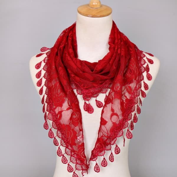 Trekantet Slør Skjerf Jacquard Rose Sjal 2 2 2
