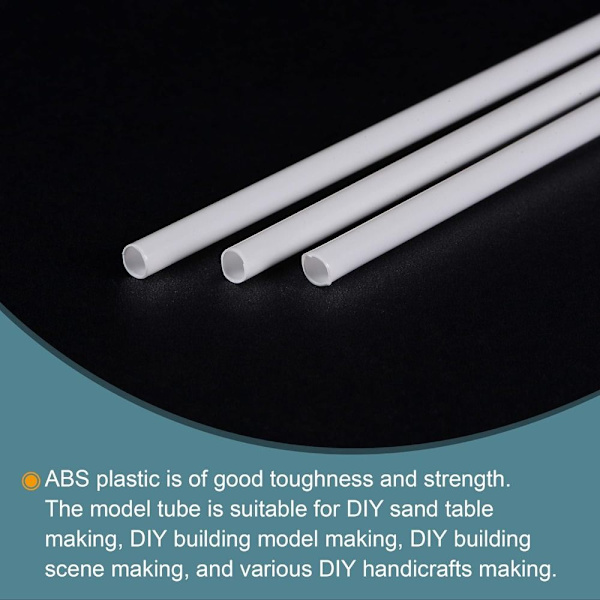 5 Styck Plastmodell Rör ABS Runt Rör 8MM 8MM 8mm