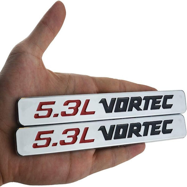 2 stk 5.3L VORTEC Motorhjelm Emblemer 3D Bogstav Logo Bil Motor Badge