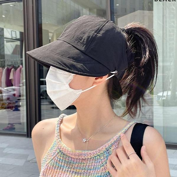 Solhat med bred skygge Foldbar fiskehat SORT black