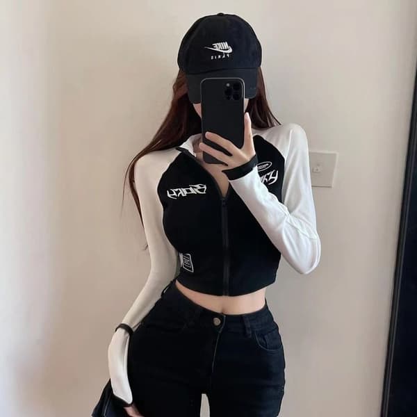 Langermet Cropped Topp GRÅ L Gray L