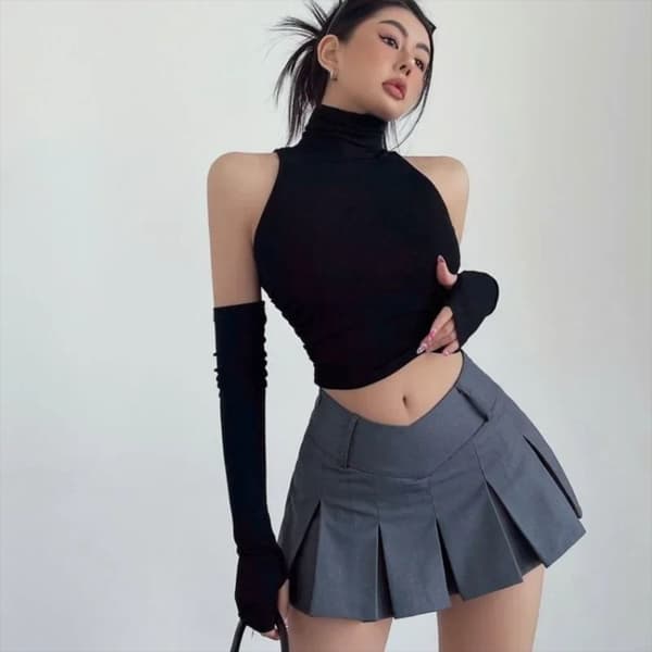Rullekrave Selercroptop SORT L black L