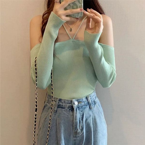 Boat Neck Top Dam Topp VIT White