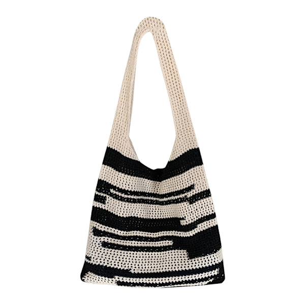 Hæklet Tote Bag Skuldertaske SORT Black
