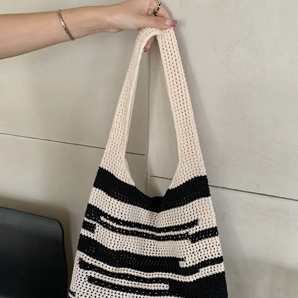 Hæklet Tote Bag Skuldertaske SORT Black