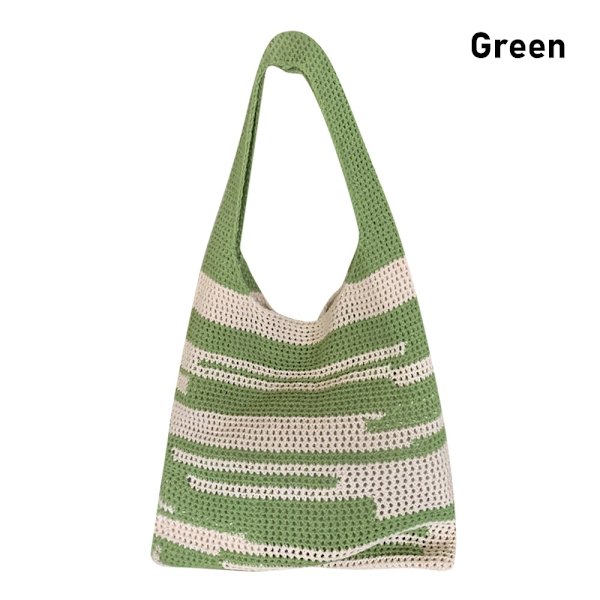 Hæklet Tote Bag Skuldertaske GRØN Green