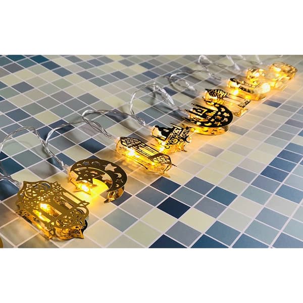 1.65m 10LED Eid Mubarak LED-lysstreng Ramadan-dekorasjon white