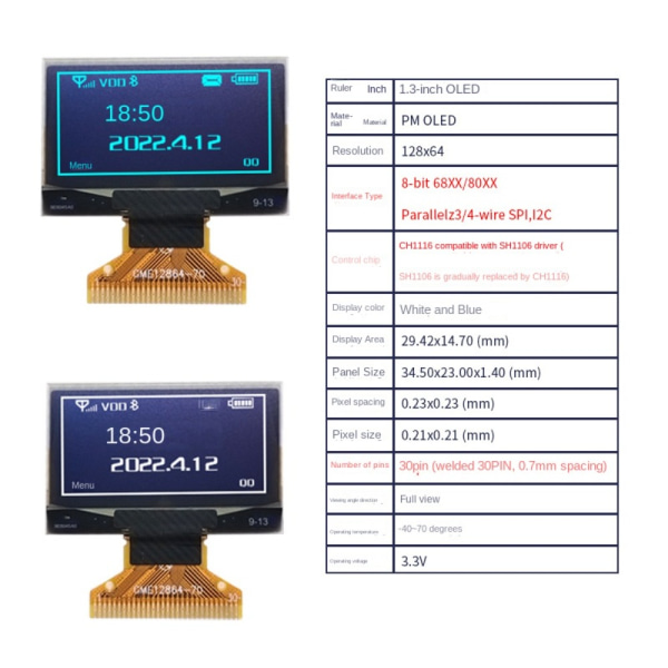 LCD Skjerm Display LCD Skjerm Board HVIT White