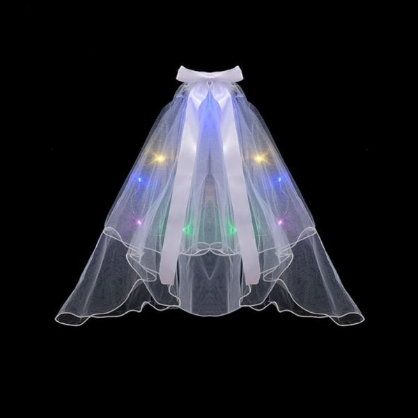 Glow Wedding Veil Bowknot Pearl Veil CLOLOR LIGHT CLOLOR LIGHT clolor light