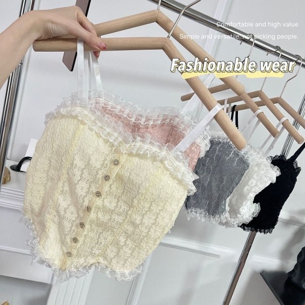 Blommiga Camisole Spetslinnen FÄRG 4 FÄRG 4 Color 4