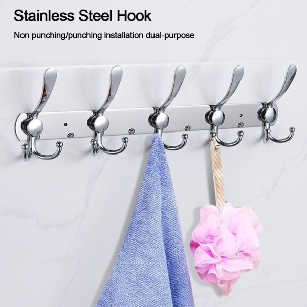 Makuuhuoneen säilytysteline ripustusteline SILVER 5 TRI HOOKS 5 TRI Silver 5 Tri Hooks-5 Tri Hooks