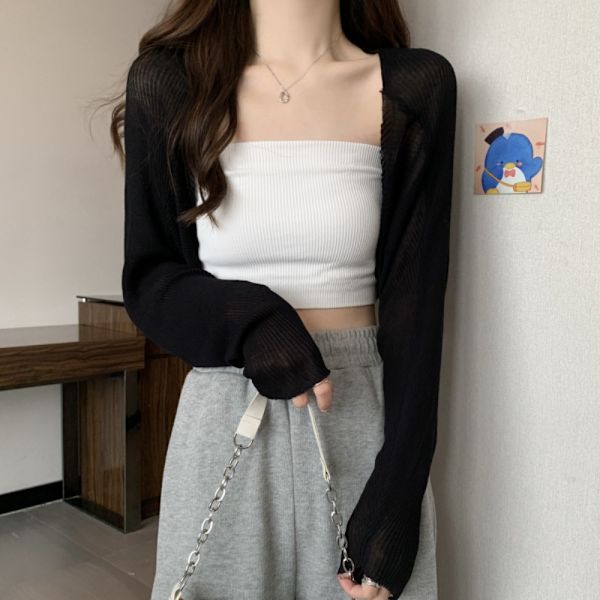 Stickad Cardigan Is Sidensjal APRIKOS Apricot