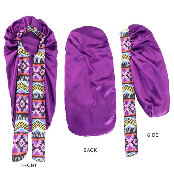 Lang Silke Bonnet Med Trykk Sovehette ROSA pink