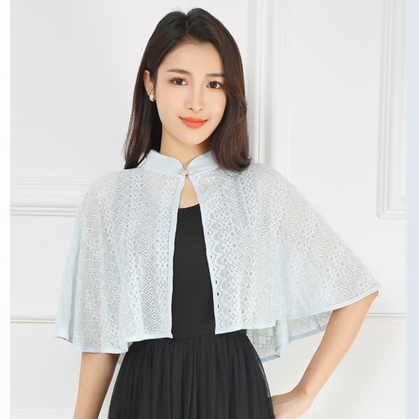 Rosjacquard Polyestersjal Solskyddssjal VIT White