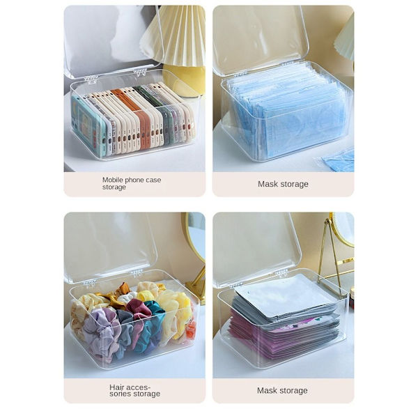 Läpinäkyvä säilytyslaatikko Sekalaiset säilytyskori HARMAA grey