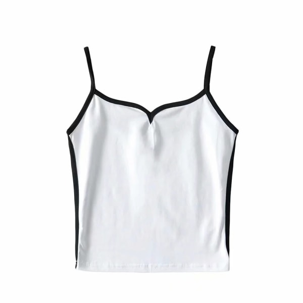 Summer Contrast Top Chicken Heart Collar Suspenders WHITE M White M