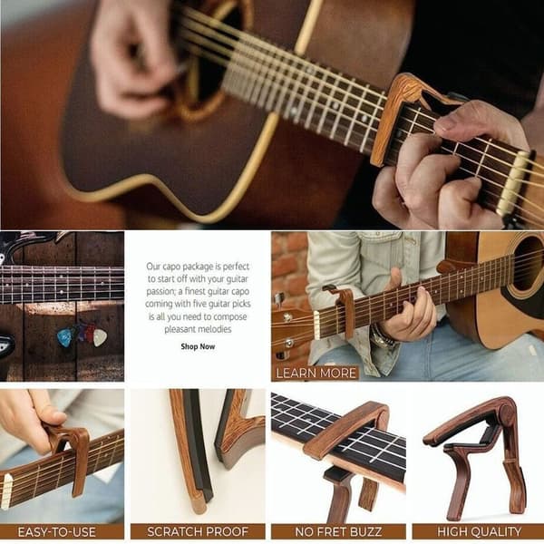 Gitarr Capo Tonjusterande Klämma Nyckel Gitarr Avstämningsklämma Wood