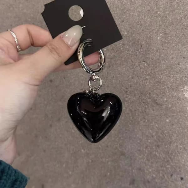 Hjerte Nøgleringe Legering Nøglering SORT black
