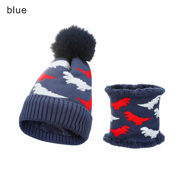 Mössa och halsduk set stickade mössor halsduk BLÅ blue