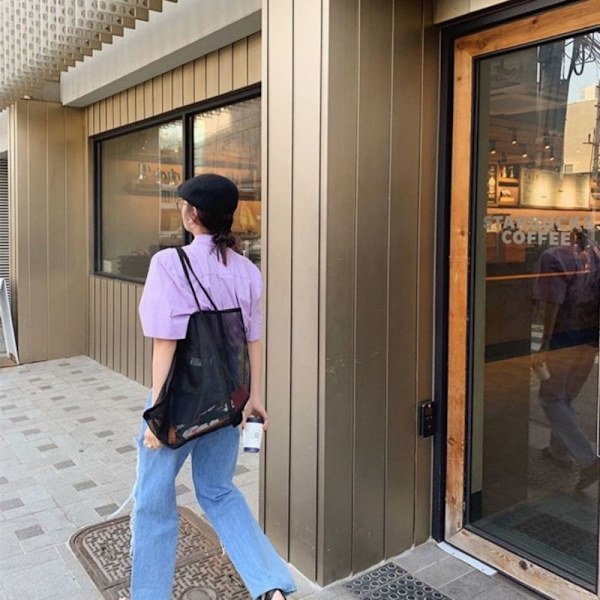 Gennemsigtig Mesh Taske Strandtaske BLÅ STYLE2 STYLE2 blue style2-style2