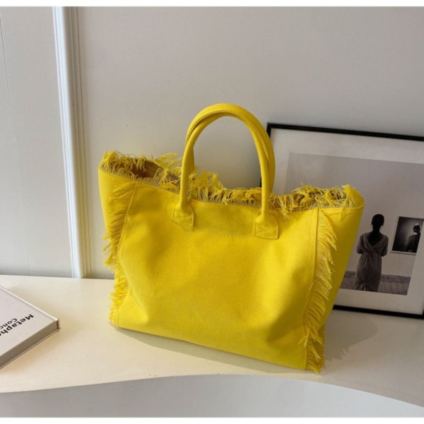 Stor kapacitet Tote Bag Ensfarvet håndtaske GUL Yellow