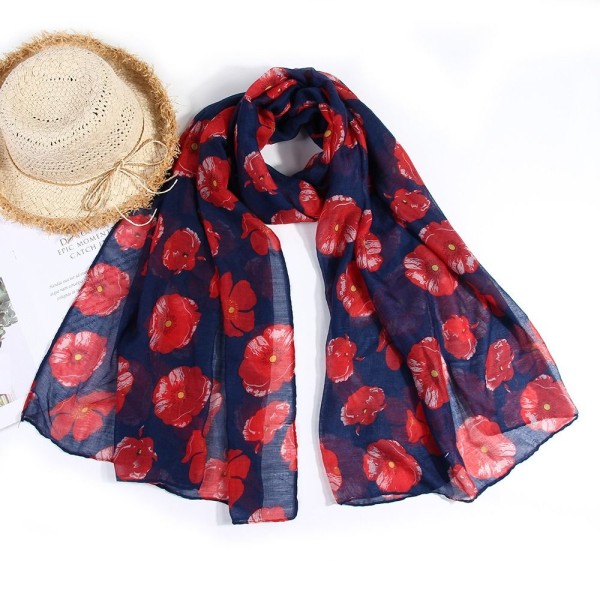 Poppy Print skjerf Poppy Floral sjal MARINE BLÅ Navy blue