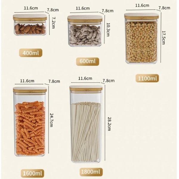 Förseglad plastmatburk Spannmålsburk Förvaringslåda 1100ML 1100ML 1100ML