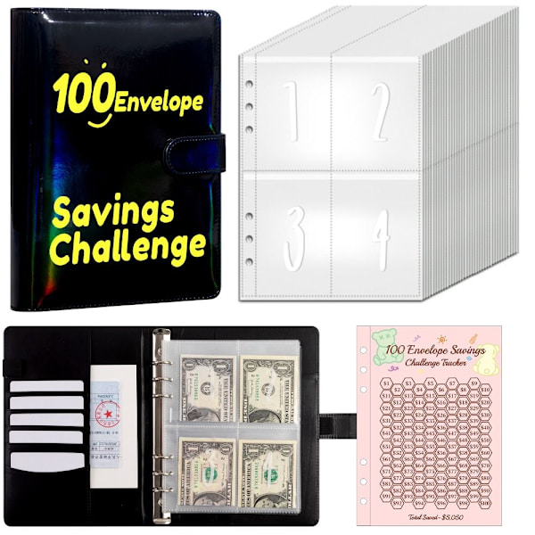 100 Days Savings Challenge Savings Money Binder MUSTA Black