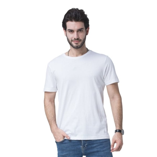 Hvid T-shirt med rund hals til mænd i almindelig farve XXXL XXXL