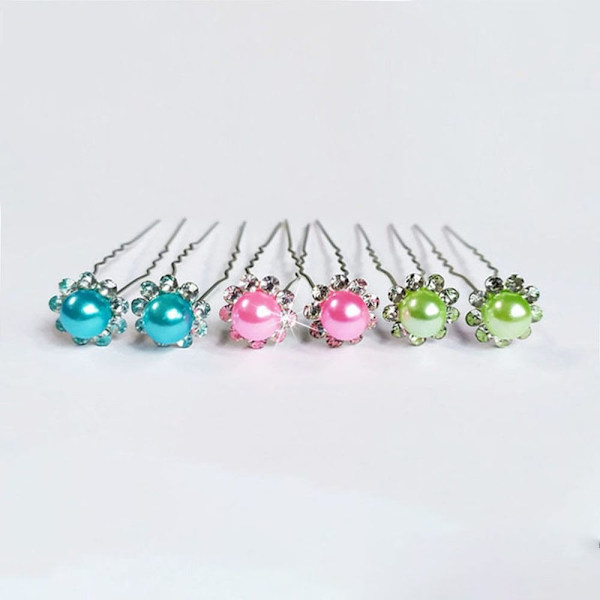 20 kpl Pearl Flower Hairpin Stick morsiamen hiusneula VALKOINEN White