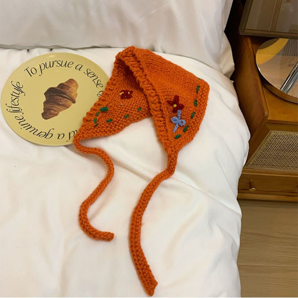Virkad huvudduk Triangelscarf KAFFE coffee
